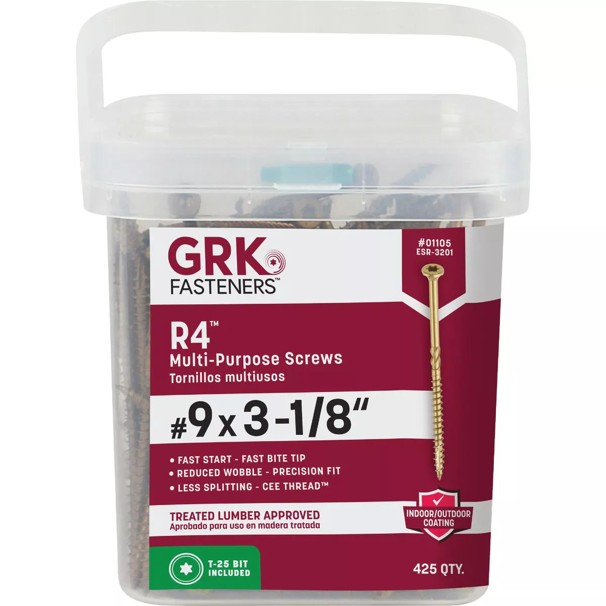 GRK R4 #9 x 3-1/8 In. Star Drive Multi-Purpose Wood Screw (425 Ct.) Model #01105
