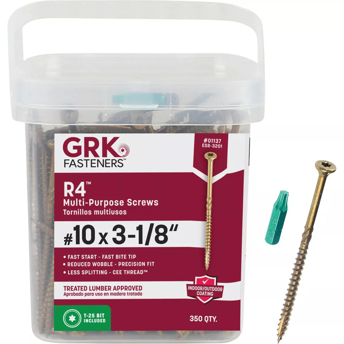 GRK R4 #10 x 3-1/8 In. Star Drive Multi-Purpose Wood Screw (350 Ct.) Model #01137